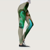 青芸術的色、緑、灰色の色調の花 レギンス (右)