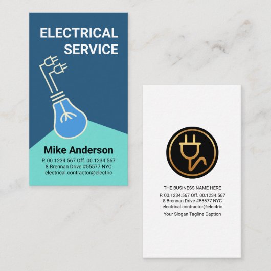 青芸術的電球ビーム電気配線 名刺 (正面/裏面)