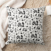 青茶の模様（白黒） クッション (ブランケット)