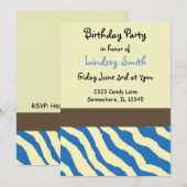 青茶色と茶色のゼブラ柄の誕生日招待状 招待状 (正面/裏面)