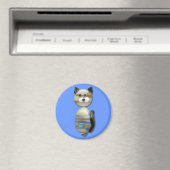 青茶色のガラスのビーズ猫 マグネット (インサイチュ (食洗機))