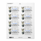 青茶色のガラスのビーズ猫 ラベル (フルシート)