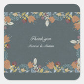 青茶色の民俗アートフレーム スクエアシール (正面)