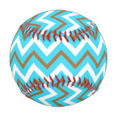 青茶色の白ジグザグ線幾何海波 野球ボール (裏面)