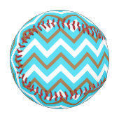 青茶色の白ジグザグ線幾何海波 野球ボール (正面左)