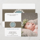 青茶色エレガントの誕生日パーティー 招待状 (正面/裏面)