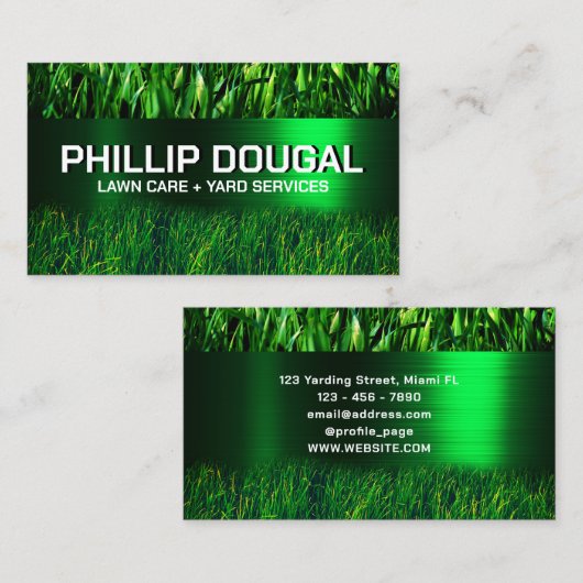 青草とメタリックフェイクな質感 名刺 (正面/裏面)