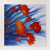 青草の中の赤いケシ ジグソーパズル (横)