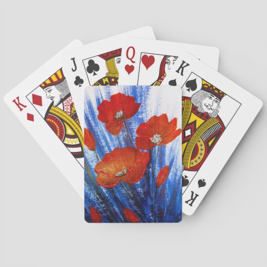 青草の中の赤いケシ トランプ (裏面)