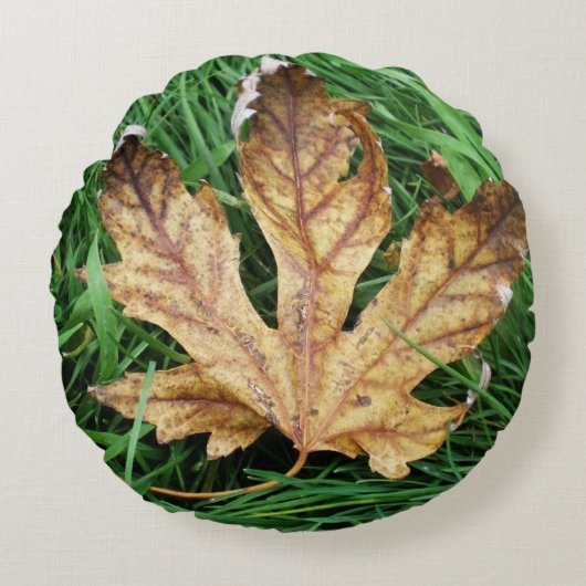 青草の入った紅葉 ラウンドクッション (正面)