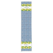 青華美いアマイタリアンルフィの瓦とレモン ショートテーブルランナー (正面)