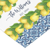 青華美いアマイタリアンルフィの瓦とレモン ショートテーブルランナー (コーナー)