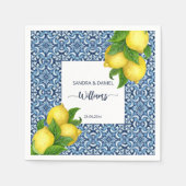 青華美いアマイタリアンルフィの瓦とレモン スタンダードカクテルナプキン (正面)