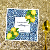 青華美いアマイタリアンルフィの瓦とレモン スタンダードカクテルナプキン