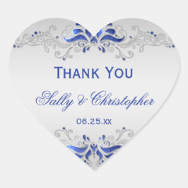 青華美と銀の渦巻きハート結婚式の引き出物 ハートシール