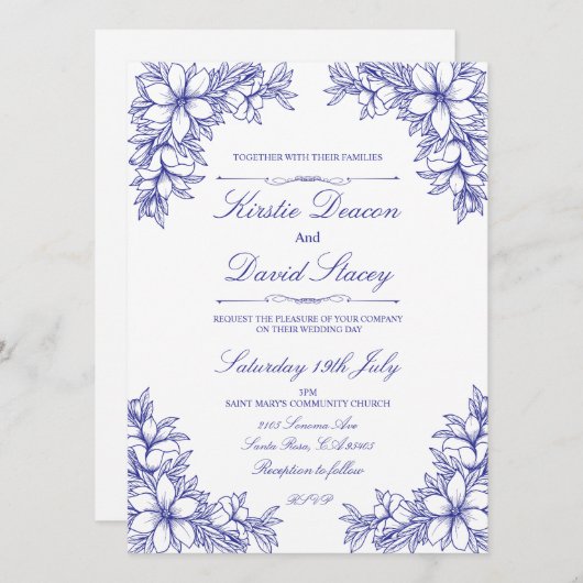 青華美フローラ結婚式招待状 招待状 (正面/裏面)