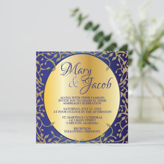 青華美王室のと金ゴールドの結婚式招待状 招待状 (スタンド正面)