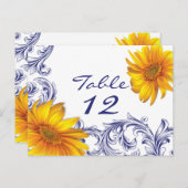 青華美王室のと黄色のひまわりテーブルカード ポストカード (正面/裏面)