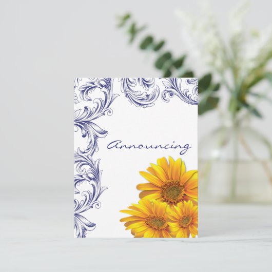 青華美王室のと黄色のひまわり婚約 案内状 (スタンド正面)