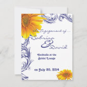 青華美王室のと黄色のひまわり婚約 案内状 (裏面)