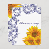 青華美王室のと黄色のひまわり婚約 案内状 (正面/裏面)