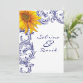 青華美王室のと黄色のひま結婚花 招待状 (スタンド正面)