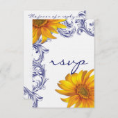 青華美王室のと黄色のヒマワリRSVP 出欠カード (正面/裏面)