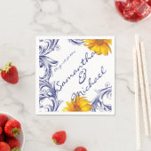 青華美王室の色の黄色のひまわり スタンダードカクテルナプキン (インサイチュ)