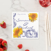 青華美王室の色の黄色のひまわり スタンダードカクテルナプキン (インサイチュ)