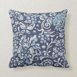 青華美白の森の鳥の蝶の森 クッション