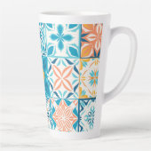 青華美色とオレンジ色のタイル カフェラテマグ (右)