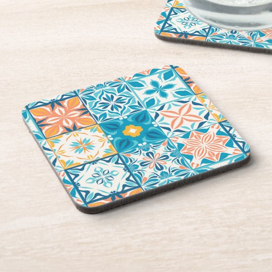 青華美色とオレンジ色のタイル コースター (左側)