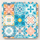 青華美色とオレンジ色のタイル コースター (正面)