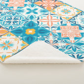 青華美色とオレンジ色のタイル シェルパブランケット (3/4)