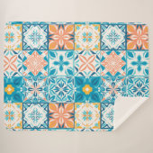 青華美色とオレンジ色のタイル シェルパブランケット (正面(横))