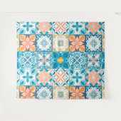 青華美色とオレンジ色のタイル タペストリー (正面(横))