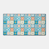 青華美色とオレンジ色のタイル デスクマット (正面)