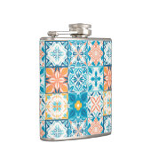 青華美色とオレンジ色のタイル フラスク (右)