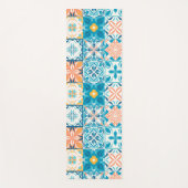 青華美色とオレンジ色のタイル ヨガマット (正面)