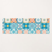 青華美色とオレンジ色のタイル ヨガマット (正面(横))