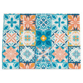 青華美色とオレンジ色のタイル ラージペーパーバッグ (正面)