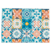 青華美色とオレンジ色のタイル ラージペーパーバッグ (裏面)