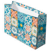 青華美色とオレンジ色のタイル ラージペーパーバッグ (正面アングル)