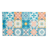 青華美色とオレンジ色のタイル 枕カバー (裏面-右)