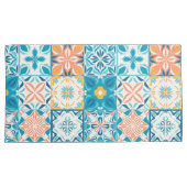 青華美色とオレンジ色のタイル 枕カバー (正面右)