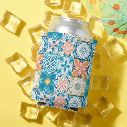 青華美色とオレンジ色のタイル 缶クーラー (インサイチュ 夏)