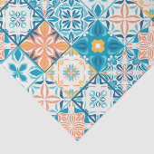 青華美色とオレンジ色のタイル 薄葉紙 (詳細)