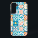 青華美色とオレンジ色のタイル SAMSUNG GALAXY S22 ケース<br><div class="desc">手描きカラフルタイル、フローラ装飾デザイン、タイル華美</div>