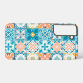 青華美色とオレンジ色のタイル SAMSUNG GALAXYケース (裏面横)