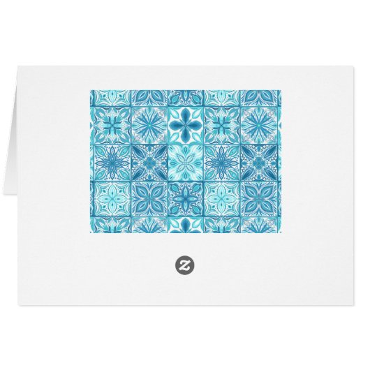 青華美色と白のタイル (裏面横)